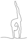 One continuous line drawing of gymnast girl. Silhouette girl engaged in gymnastics. Floor exercise performer in leotard