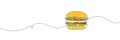 One continuous line drawing of a hamburger. Hamburger from one continuous line