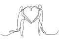 One continuous line drawing of hands showing love sign. Hands woman and man holding together minimalism design isolated on white Royalty Free Stock Photo
