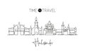 One continuous line drawing of Helsinki city skyline, Finland. Beautiful landmark. World landscape tourism travel vacation poster