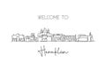 One continuous line drawing of Heraklion city skyline, Greece. Beautiful landmark postcard. World landscape tourism travel