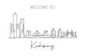 One continuous line drawing of Kaohsiung city skyline, Taiwan. Beautiful landmark. World landscape tourism and travel vacation.