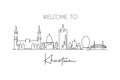 One continuous line drawing of Khartoum city skyline, Sudan. Beautiful landmark wall decor poster print art. World landscape