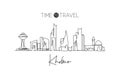 One continuous line drawing Khobar city skyline, Saudi Arabia. Beautiful landmark home decor poster print. World landscape tourism