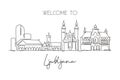 One continuous line drawing of Ljubljana city skyline, Slovenia. Beautiful landmark. World landscape tourism travel vacation wall