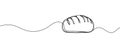 One continuous line drawing of long loaf bread. Simple black line sketch of French baguette, bakery and cafe concept Royalty Free Stock Photo