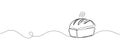 One continuous line drawing of long loaf bread. Simple black line sketch of French baguette, bakery and cafe concept Royalty Free Stock Photo