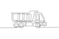 One continuous line drawing of long truck for cargo logistic delivery, business vehicle. Heavy transport trucks equipment concept Royalty Free Stock Photo