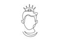 One continuous line drawing medieval historical european monarch king in a crown isolated on white background. A young handsome