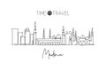 One continuous line drawing of Medina city skyline, Saudi Arabia. Beautiful landmark wall decor poster art. World landscape