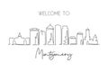 One continuous line drawing of Montgomery city skyline, Alabama. Beautiful landmark. World landscape tourism travel wall decor