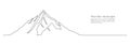 One continuous line drawing of mountain range landscape. Abstract web banner with hills and snow peaks in simple linear Royalty Free Stock Photo