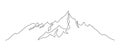 One continuous line drawing of mountain range landscape. Mounts with high peak in simple linear style. Adventure winter