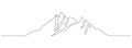 One continuous line drawing of mountain ridge landscape. Web banner with high mounts and peaks in simple linear style Royalty Free Stock Photo
