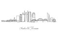 One continuous line drawing Nashville city skyline, Tennessee. Beautiful landmark. World landscape tourism travel poster