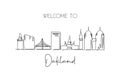 One continuous line drawing of Oakland city skyline, California. Beautiful landmark. World landscape tourism travel vacation