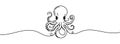 One continuous line drawing of an octopus