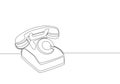 One continuous line drawing of old vintage antique analog desk telephone to communicate. Retro classic telecommunication device Royalty Free Stock Photo