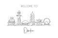 One continuous line drawing of Osaka city skyline, Japan. Beautiful landmark. World landscape tourism and travel vacation poster. Royalty Free Stock Photo