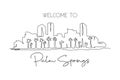 One continuous line drawing Palm Springs city skyline, California. Beautiful landmark. World landscape tourism travel home wall Royalty Free Stock Photo