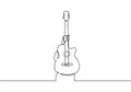 One continuous line drawing person holding acoustic guitar music instrument classical theme minimalist design vector illustration Royalty Free Stock Photo