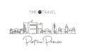 One continuous line drawing of Port au Prince city skyline, Haiti. Beautiful landmark home wall decor poster print. World