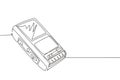 One continuous line drawing of retro old classic analog portable cassette tape recorder. Vintage mobile voice recorder item Royalty Free Stock Photo