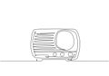 One continuous line drawing of retro old classic radio player. Vintage analog audio speaker item concept single line draw design