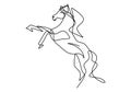 One continuous line drawing of retro old classic wooden horse doll. Line art. doodle. Vintage kids toy item concept single line