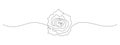 One continuous line drawing of Rose flower. Peony blossom with petals for floral tattoo in simple linear style. Plant Royalty Free Stock Photo