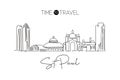 One continuous line drawing Saint Paul city skyline, Minnesota. Beautiful landmark. World landscape tourism travel vacation poster