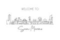 One continuous line drawing San Marino city skyline San Marino. Beautiful landmark wall decor poster print. World landscape