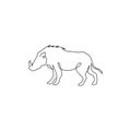 One continuous line drawing of savage common warthog for company logo identity. African savanna pig mascot concept for national