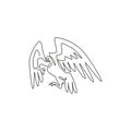 One continuous line drawing of scary vulture for foundation logo identity. Big bird mascot concept for bird conservation icon. Royalty Free Stock Photo