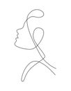 One continuous line drawing sexy beauty woman abstract face minimalist style. Female fashion concept for t-shirt, cosmetic, tote