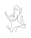 One continuous line drawing sexy beauty woman abstract face minimalist style. Female fashion concept for t-shirt, cosmetic, tote