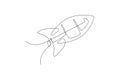 One continuous line drawing of simple retro spacecraft flying up to the outer space nebula. Rocket space ship launch into universe Royalty Free Stock Photo