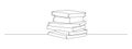 One continuous line drawing of stack books. Education in school and library studying in simple linear style.Writing Royalty Free Stock Photo