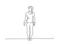 One continuous line drawing. Standing woman vector