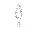 One continuous line drawing. Standing woman vector