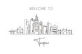 One continuous line drawing of Taipei city skyline, Taiwan. Beautiful landmark. World landscape tourism and travel vacation.