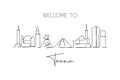 One continuous line drawing of Tirana city skyline, Albania. Beautiful landmark. World landscape tourism and travel vacation