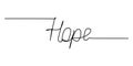 One continuous line drawing typography line art of hope word writing isolated on white background