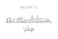 One continuous line drawing of Valletta city skyline, Malta. Beautiful landmark postcard. World landscape tourism travel vacation