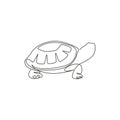 One continuous line drawing of wild desert tortoise for wildlife reserve logo identity. Ancient land reptile animal mascot concept Royalty Free Stock Photo