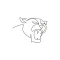 One continuous line drawing of wild leopard head for multinational company logo identity. Strong panther mammal animal mascot Royalty Free Stock Photo