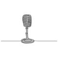 one continuous line drawing wired microphone vector illustration minimalist design single line art
