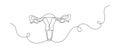 One continuous line drawing of woman uterus. Ovary and womb reproductive system in simple linear style for logo and web Royalty Free Stock Photo