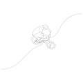 Continuous line drawing of BMX bicycle rider does flying on the air trick at skatepark. Extreme sport concept. Vector Royalty Free Stock Photo