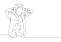 One continuous line drawing of young despair businessman holding his head at the office. Under pressure business life concept